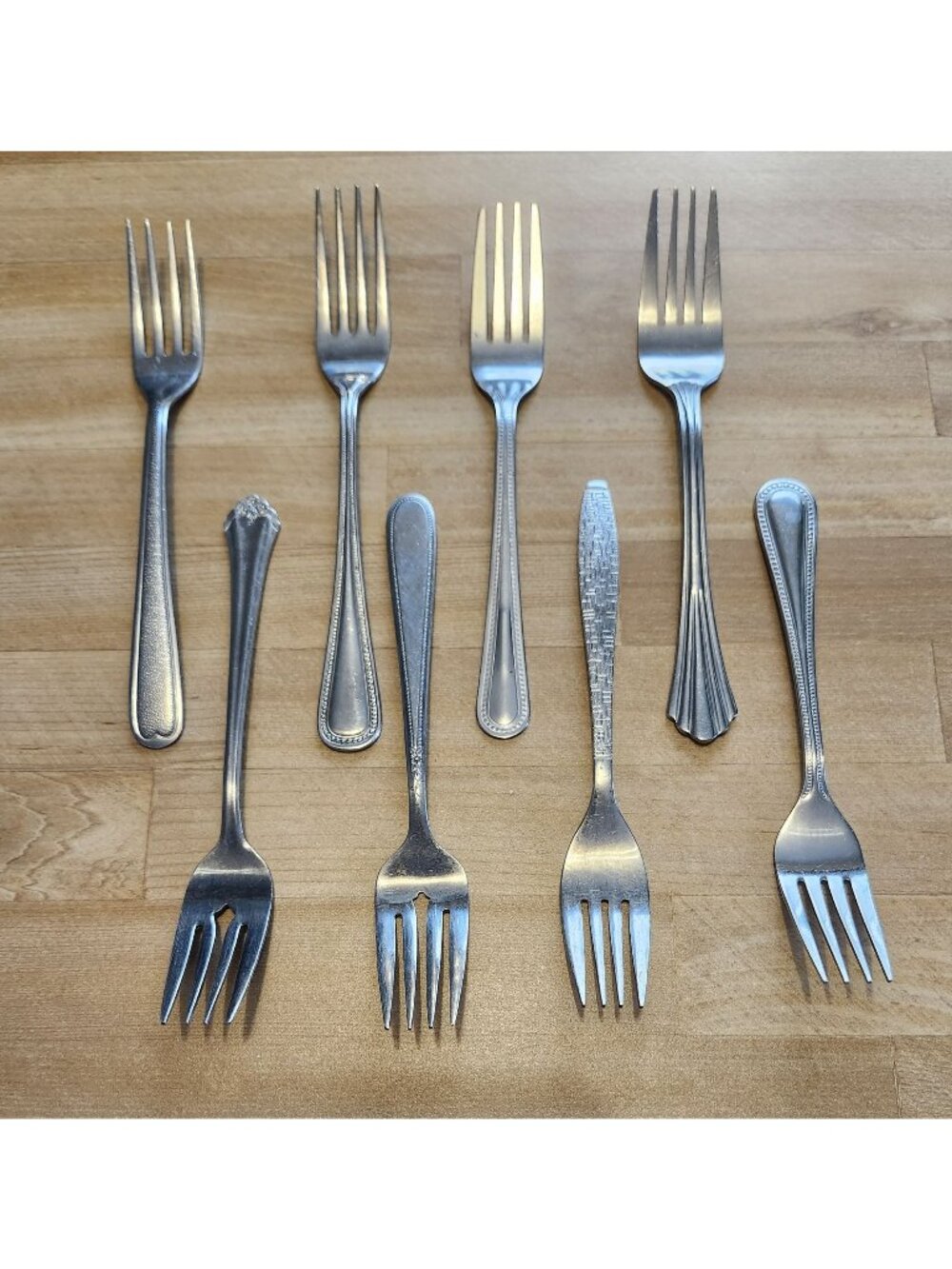 8- Mismatched Stainless Steel Forks- Dinner & Salad Various Designs